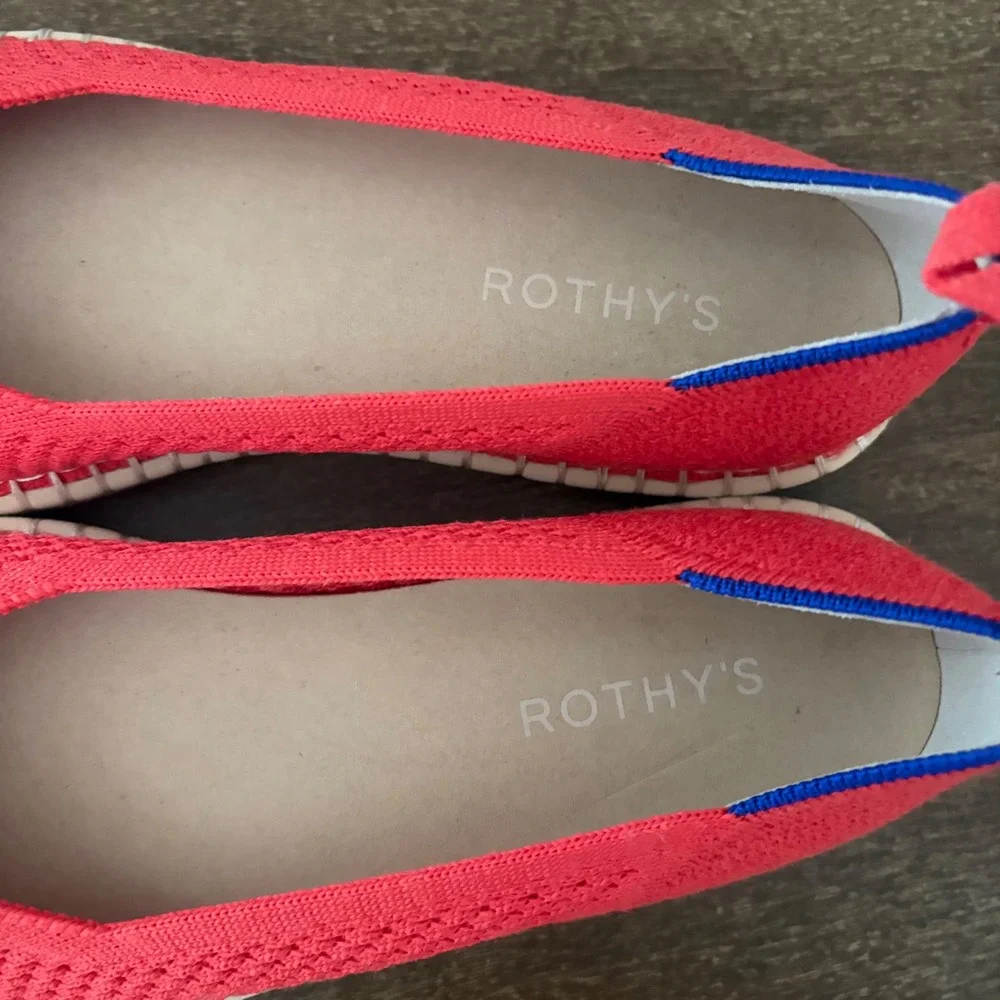 Rothys The Espadrille Red Knit Slip On Flats Shoes W10 186-004
